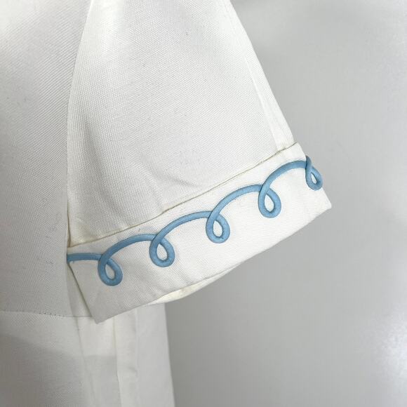 Vintage 80s Dress Dorian Peter Pan Collar White Aline Uniform Fairy Kei - Picture 7 of 8